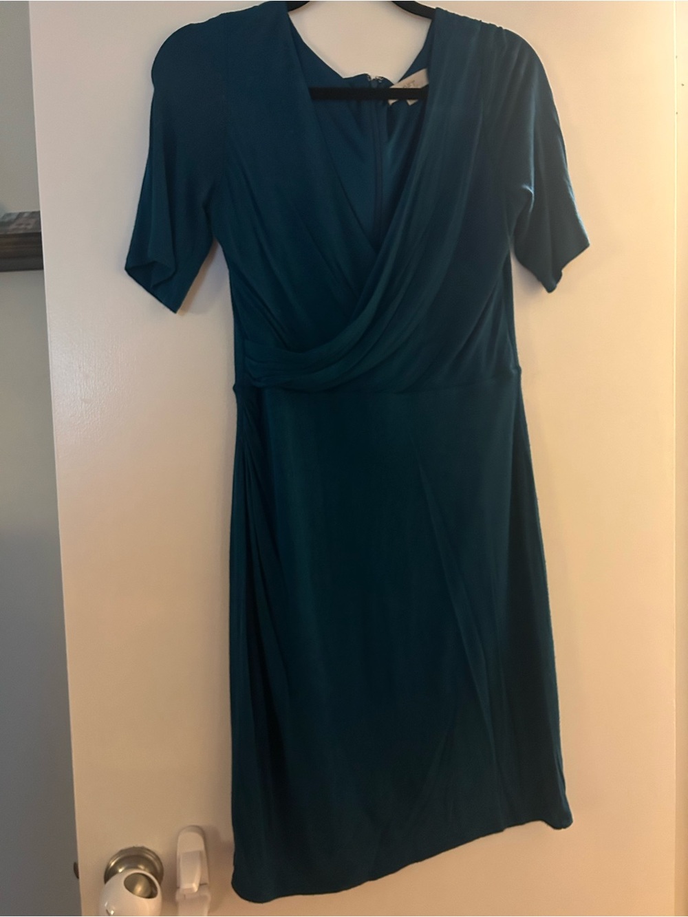 LOFT Teal Midi Wrap-Style Dress